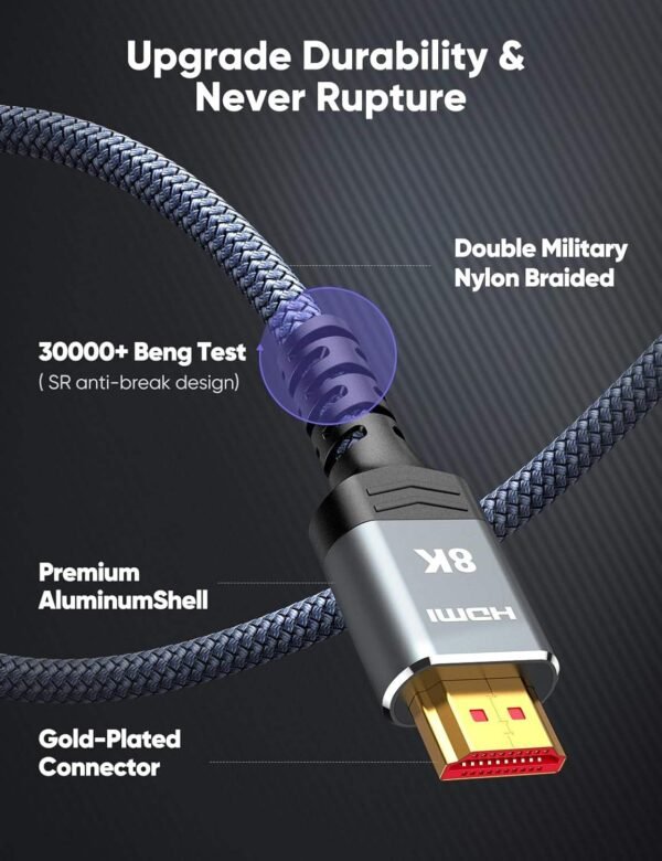 ​​Industrial HDMI 2.1 Certified Cable 48Gbps 8K@60Hz | CL2 Rated with Triple Shielding | Custom Lengths & Connectors for ProAV​​ - Image 6