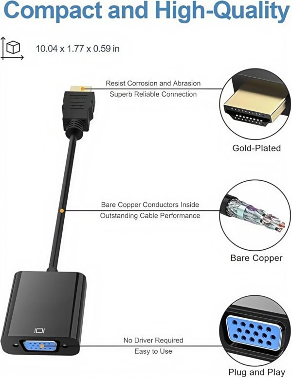 ​​Industrial Active HDMI to VGA Converter - 24+5 Gold Pins, 1080P@60Hz for Medical Monitors & PLC Control Panels​​ - Image 4