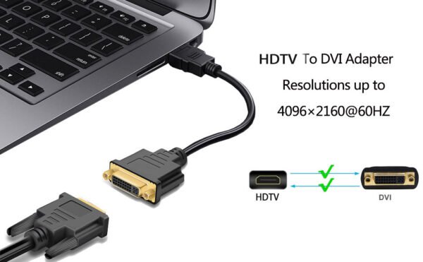 ​​Industrial HDMI to DVI-D/I Bidirectional Cable - 24+5 Pin Gold Plated, 1080P@60Hz Frame-Accurate for Broadcast Monitors & Medical Imaging Systems​​ - Image 3